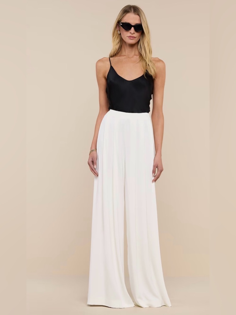 L'AGENCE Women's Natural Nova Pleated Wide-Leg Pants. New With Tags!